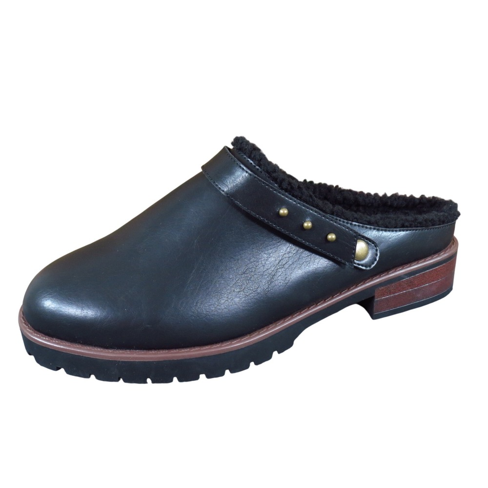 Kensie Wrylie Women Clog Mules Size 10M Casual Comfort Faux Fur Lined Black